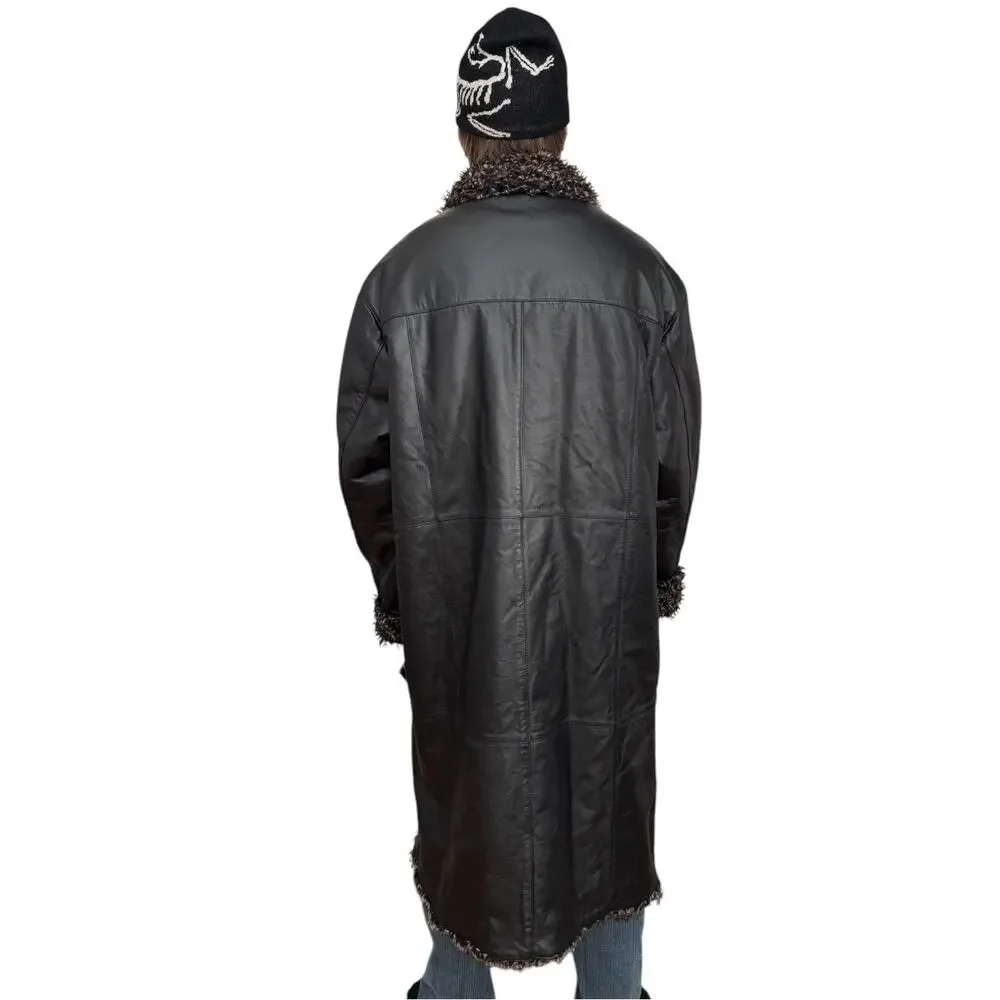Vintage Morton & Rossi Black Leather Penny Lane Shaggy black coat NWT XL